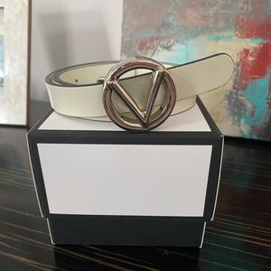 Valentino Skinny Leather Logo Belt